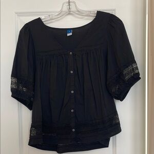 Old Navy Black Buttoned Relaxed Blouse